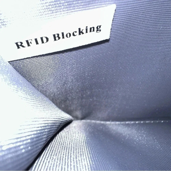 RFID blocking blue‎ leather wristlet with multi cards slots - Picture 7 of 7